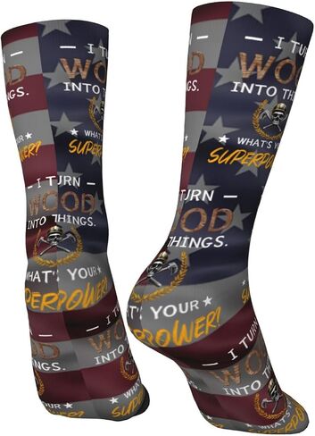 I Turn Wood Into Things Carpenter Woodworking Adult Polyester Crew Socks Breathable Moisture-Wicking Athletic Running in Kuwait