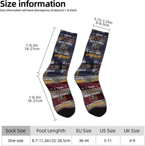 I Turn Wood Into Things Carpenter Woodworking Adult Polyester Crew Socks Breathable Moisture-Wicking Athletic Running in Kuwait
