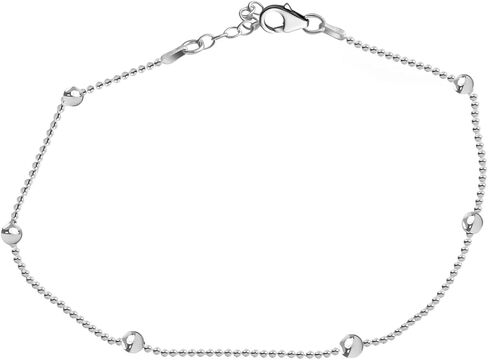 SHOP LC DELIVERING JOY 925 Sterling Silver Ankle Bracelet for Women Charm Chain Adjustable Station Anklet 10" Birthday Christmas Gifts for Women in Kuwait