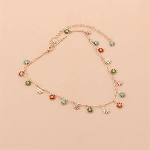 Colorful Daisy Anklet for Women Gold Plated Enamel Flower Chain Ankle Bracelet Boho Beach Foot Jewelry Gift in Kuwait