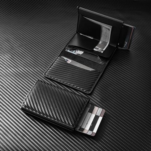 Men's Carbon Fiber Wallet with Aluminum Alloy Cardholder, Automatic Pop-Up Card Mechanism, Slim and Durable Wallet,P1 in Kuwait