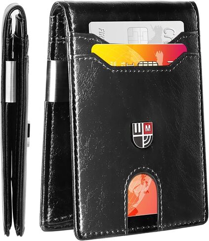محفظة FirstVIP للرجال، محفظة رفيعة بمشبك للأموال وجيب أمامي وحجب RFID للرجال مع 12 فتحة ونافذة لبطاقة الهوية وصندوق هدايا in Kuwait