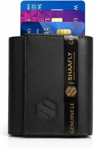 Real Leather Wallet for Men – Premium Mens Wallet, Bifold Men Wallet, Stylish Card Holder Wallet with RFID Protection, Gift Box - (Black) in Kuwait