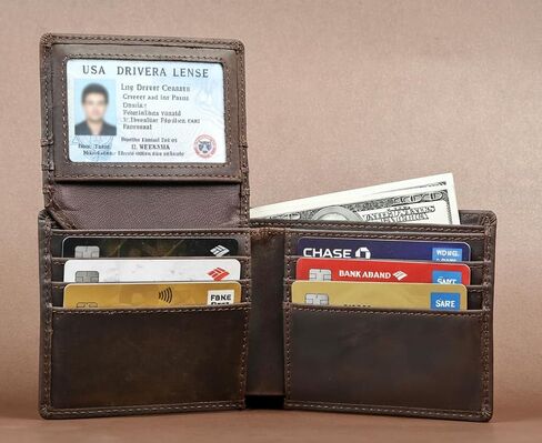 JOSOOS Premium Leather Wallet for Men, RFID Protected, Bi-Fold in Kuwait
