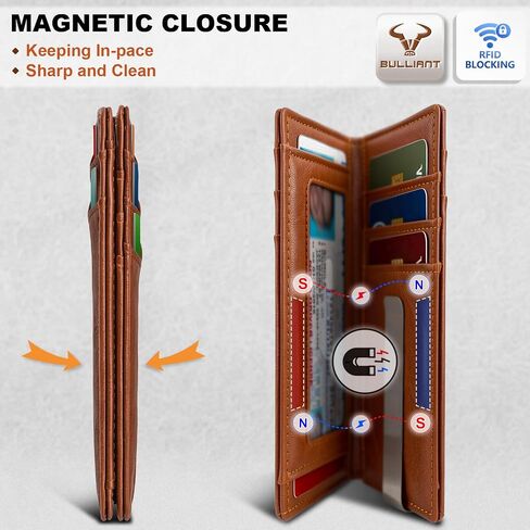 BULLIANT Slim Wallet For Men, Magnetic Flip Wallet 11Cards Metal Money Clip Pocket Fit RFID Blocking in Kuwait