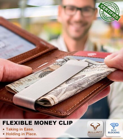 BULLIANT Slim Wallet For Men, Magnetic Flip Wallet 11Cards Metal Money Clip Pocket Fit RFID Blocking in Kuwait