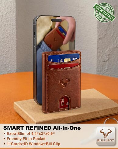 BULLIANT Slim Wallet For Men, Magnetic Flip Wallet 11Cards Metal Money Clip Pocket Fit RFID Blocking in Kuwait