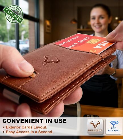 BULLIANT Slim Wallet For Men, Magnetic Flip Wallet 11Cards Metal Money Clip Pocket Fit RFID Blocking in Kuwait