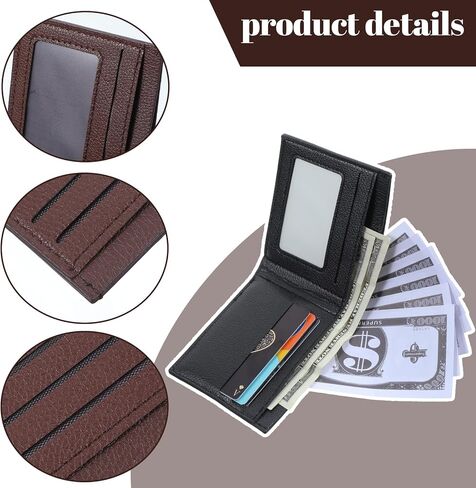 18 Pcs Leather Bifold Wallets for Men,Men’s Wallet Bulk for DIY Engraving,With money clip,card holder, Brown and Black in Kuwait