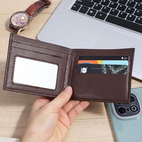 18 Pcs Leather Bifold Wallets for Men,Men’s Wallet Bulk for DIY Engraving,With money clip,card holder, Brown and Black in Kuwait