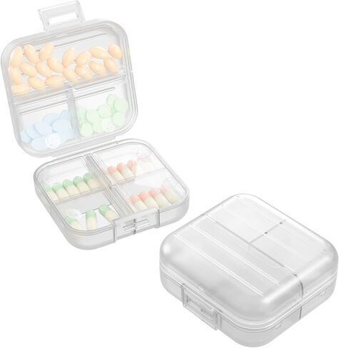 Small Travel Pill Box, Double Layer 7-Compartments Pill Organizer, 3.1" x 3.1" x 1.4" Portable Weekly Pill Case Container for Pocket, 7 Day Compact Medicine Holder for Vitamins, Fish Oils Pink in Kuwait