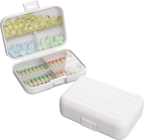 Small Travel Pill Box, Double Layer 7-Compartments Pill Organizer, 3.1" x 3.1" x 1.4" Portable Weekly Pill Case Container for Pocket, 7 Day Compact Medicine Holder for Vitamins, Fish Oils Pink in Kuwait