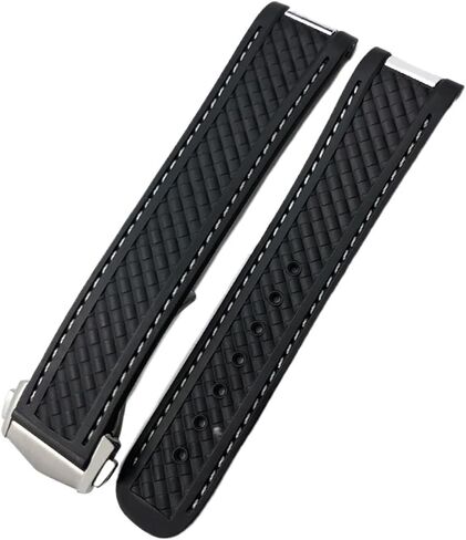 Curved Metal End 21mm 20mm FKM Watchband For Omega AT150 Seamaster AQUA TERRA 150M WORLDTIMER Bracelets Fluororubber Watch Strap in Kuwait
