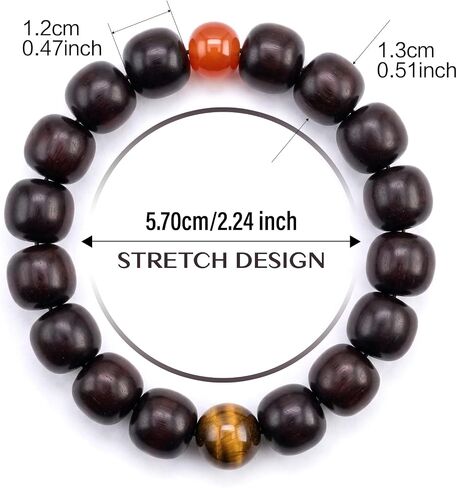 Authentic Red Sandalwood Bracelet, Handmade Mala Bead Bracelet for Prayer Stress Relief, Mindfulness, Zen Gift in Kuwait