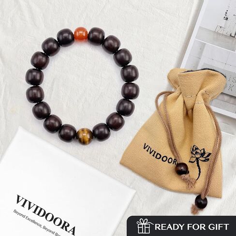 Authentic Red Sandalwood Bracelet, Handmade Mala Bead Bracelet for Prayer Stress Relief, Mindfulness, Zen Gift in Kuwait
