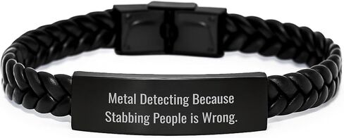 Metal Detecting Humor Interlaced Leather Bracelet Gifts from Friends for Birthday Unique in Kuwait