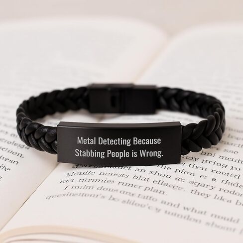 Metal Detecting Humor Interlaced Leather Bracelet Gifts from Friends for Birthday Unique in Kuwait