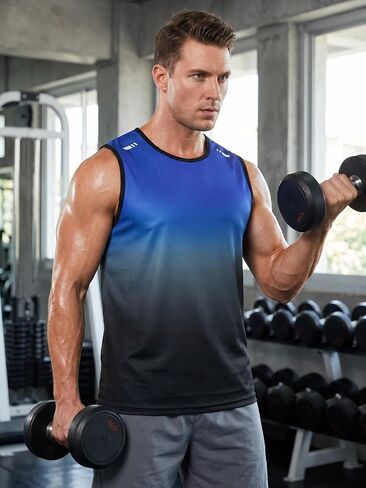 2 Pack Men's Sleeveless Shirts Quick Dry Tank Tops for Men Stretch Cool Athletic Gym Workout Muscle Shirts Protection UPF 50+ in Kuwait