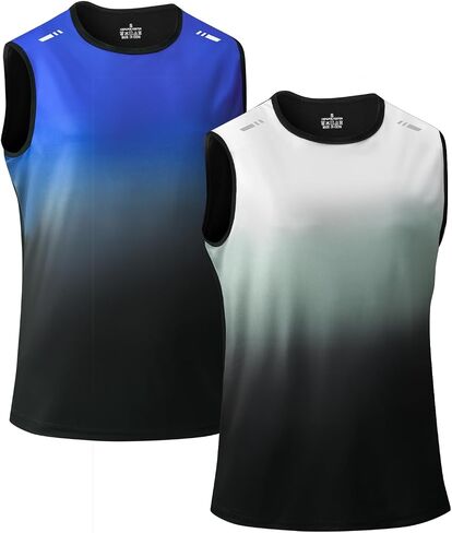 2 Pack Men's Sleeveless Shirts Quick Dry Tank Tops for Men Stretch Cool Athletic Gym Workout Muscle Shirts Protection UPF 50+ in Kuwait
