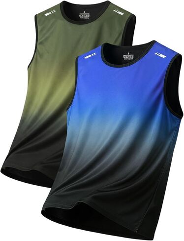 2 Pack Men's Sleeveless Shirts Quick Dry Tank Tops for Men Stretch Cool Athletic Gym Workout Muscle Shirts Protection UPF 50+ in Kuwait