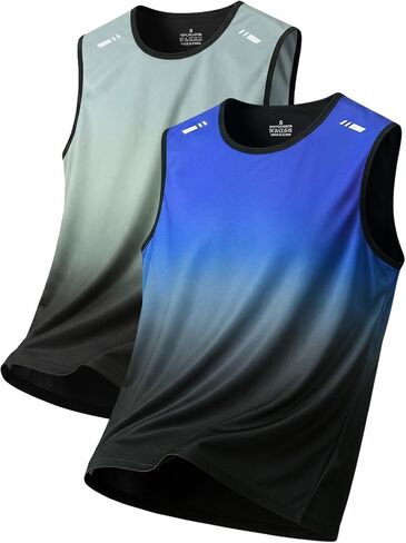 2 Pack Men's Sleeveless Shirts Quick Dry Tank Tops for Men Stretch Cool Athletic Gym Workout Muscle Shirts Protection UPF 50+ in Kuwait