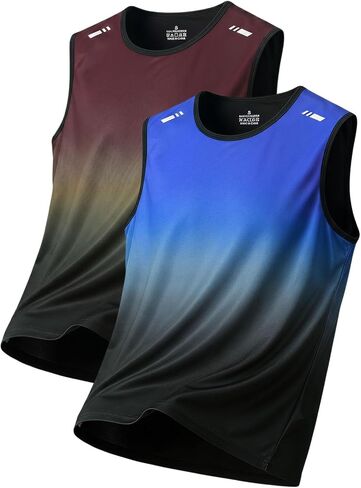 2 Pack Men's Sleeveless Shirts Quick Dry Tank Tops for Men Stretch Cool Athletic Gym Workout Muscle Shirts Protection UPF 50+ in Kuwait