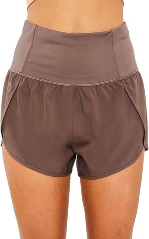 PacificPlex Womens Soft High Rise Waist Athletic Gym Running Track Workout Summer Shorts Inner Brief Pocket in Saudi Arabia