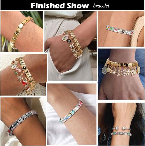 Italian Charms Gold Blue Eye 9Pcs Charms Set 9mm Italian Modular Charm Bracelet DIY Module Jewelry Gifts for Women Heart Black Love in Saudi Arabia