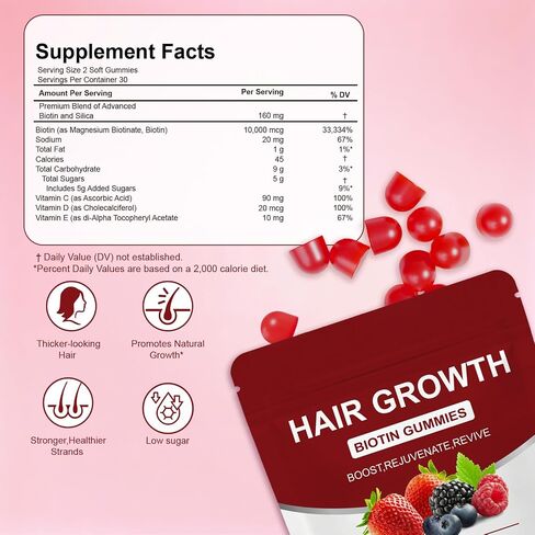 Lumin Hair Gummies with Biotin & Collagen, Mixed Berry Flavor, Supports Healthy Hair Growth & Strength, Skin & Nails, Vegan & Non-GMO, 60 Gummies in Saudi Arabia
