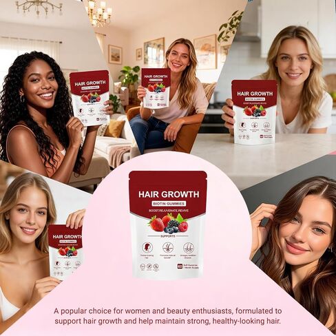 Lumin Hair Gummies with Biotin & Collagen, Mixed Berry Flavor, Supports Healthy Hair Growth & Strength, Skin & Nails, Vegan & Non-GMO, 60 Gummies in Saudi Arabia