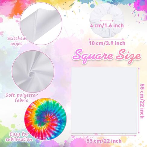 Tudomro White Cotton Bandana and Scrunchies for Tie Dye White Handkerchief Hair Ties for DIY Tie Dye Party 22" x 22" in Kuwait