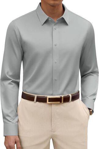 Alimens & Gentle Men's Premium Dress Shirts - Mulberry Silk Modal Performance Wrinkle Free Button Down Shirt in Kuwait