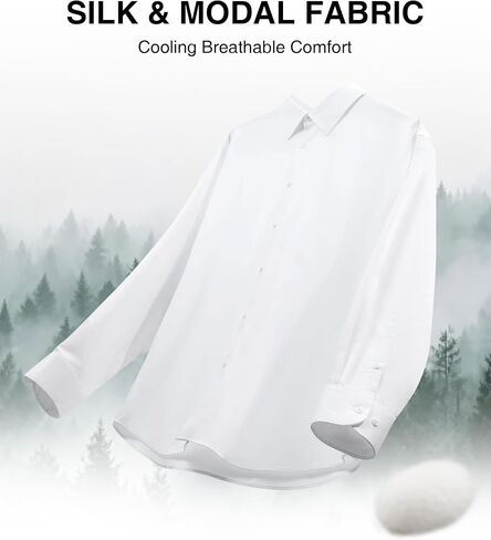 Alimens & Gentle Men's Premium Dress Shirts - Mulberry Silk Modal Performance Wrinkle Free Button Down Shirt in Kuwait