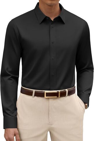 Alimens & Gentle Men's Premium Dress Shirts - Mulberry Silk Modal Performance Wrinkle Free Button Down Shirt in Kuwait