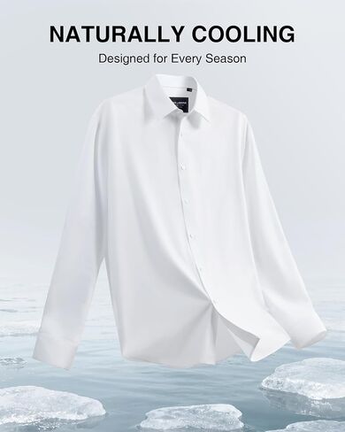 Alimens & Gentle Men's Premium Dress Shirts - Mulberry Silk Modal Performance Wrinkle Free Button Down Shirt in Kuwait