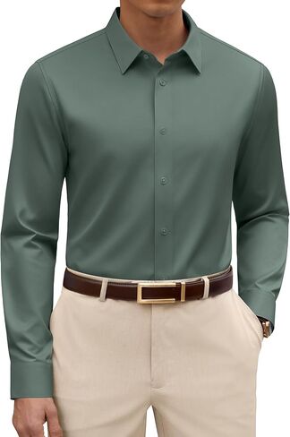 Alimens & Gentle Men's Premium Dress Shirts - Mulberry Silk Modal Performance Wrinkle Free Button Down Shirt in Kuwait