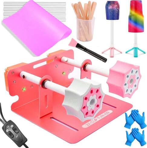LFSUM Cup Turner Kit for Crafts Tumbler, Tumbler Cup Spinner, Glitter Powder, Epoxy Resin Kit for Beginners with Epoxy and Heat Gun (1X-Blue) in Kuwait