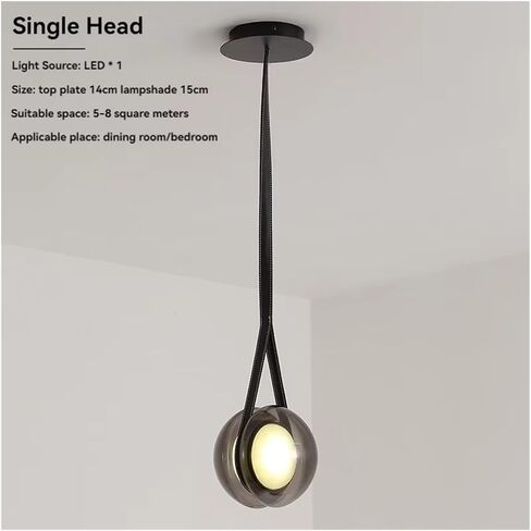Nordic Glass Chandelier Designer Bedside Pendant Lights for Bedroom Kitchen Smoke Glass Hanging Pendant Lamps,luminaire in Kuwait