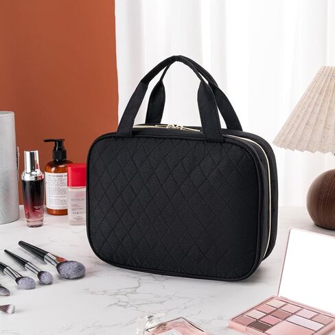 MODENGKONGJIAN Travel Toiletry Bag - Hanging Toiletry Bag for Women, Waterproof Makeup Cosmetic Bag Travel Organizer for Accessories, Shampoo, Full-size Container, Toiletries (Black) in Saudi Arabia