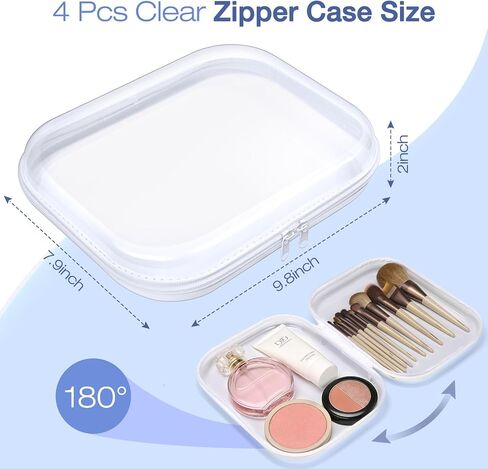 Clear Hard Shell Zipper Case, 4 Pack Diaper Bag Organizer Pouches, Toiletry Bag for Travel, Waterproof Makeup Bags for Cosmetic, Toy Storage Organizer Pencil Bag in Saudi Arabia