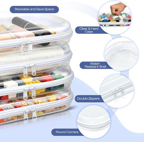 Clear Hard Shell Zipper Case, 4 Pack Diaper Bag Organizer Pouches, Toiletry Bag for Travel, Waterproof Makeup Bags for Cosmetic, Toy Storage Organizer Pencil Bag in Kuwait