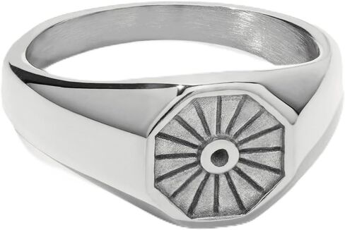 Pinky Ring For Women Men, 18K Gold and Silver Hexagon Sun Signet, Non-Tarnish Stainless Steel Comfort Fit in Saudi Arabia