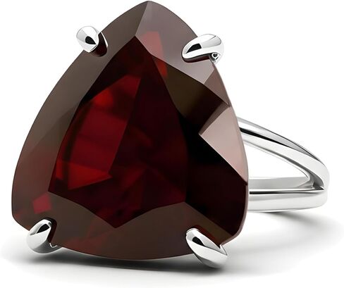 Garnet Sterling Silver Statement Ring - Designer Jewelry - Handmade Fashion 925 Rings for Women - January Birthstone Birthday, Anniversary for Her in Kuwait