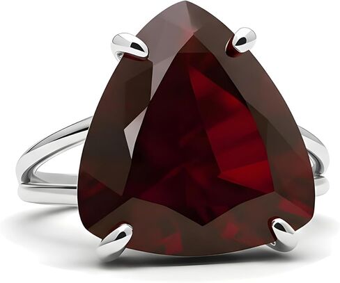 Garnet Sterling Silver Statement Ring - Designer Jewelry - Handmade Fashion 925 Rings for Women - January Birthstone Birthday, Anniversary for Her in Kuwait