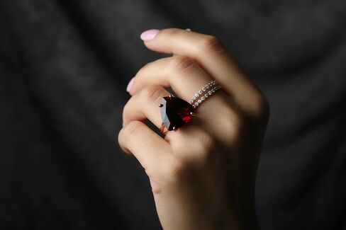 Garnet Sterling Silver Statement Ring - Designer Jewelry - Handmade Fashion 925 Rings for Women - January Birthstone Birthday, Anniversary for Her in Kuwait