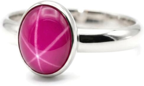 Oval Created Pink Star Ruby Sterling Silver Ring N-S in Saudi Arabia