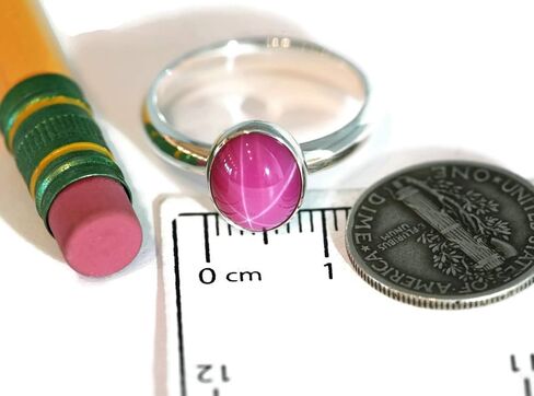 Oval Created Pink Star Ruby Sterling Silver Ring N-S in Saudi Arabia