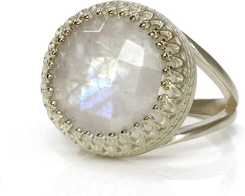 Fine Moonstone Ring - Rainbow Moonstone in 925 Sterling Silver - Charming Handmade Moonstone Jewelry - Large Moonstone Ring for Every Occasion with Box in Kuwait