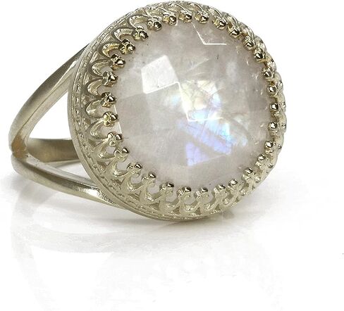 Fine Moonstone Ring - Rainbow Moonstone in 925 Sterling Silver - Charming Handmade Moonstone Jewelry - Large Moonstone Ring for Every Occasion with Box in Kuwait