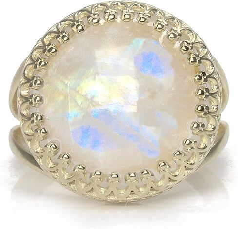 Fine Moonstone Ring - Rainbow Moonstone in 925 Sterling Silver - Charming Handmade Moonstone Jewelry - Large Moonstone Ring for Every Occasion with Box in Kuwait